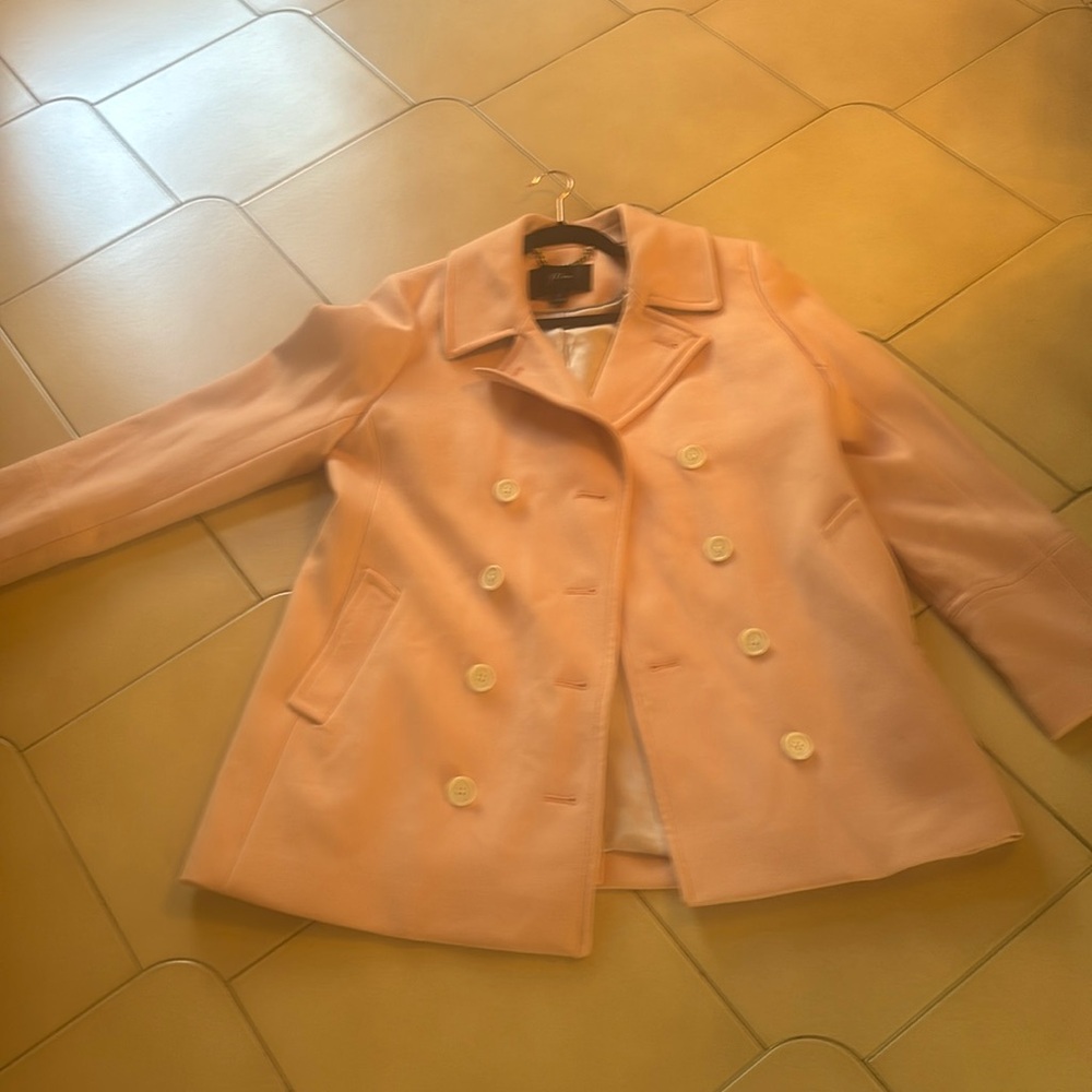 J crew p coat size 10 light pink white buttons